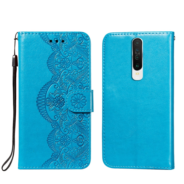 For Xiaomi Redmi K30 Flower Vine Embossing Pattern Horizontal Flip Leather Case with Card Slot & Holder & Wallet & Lanyard