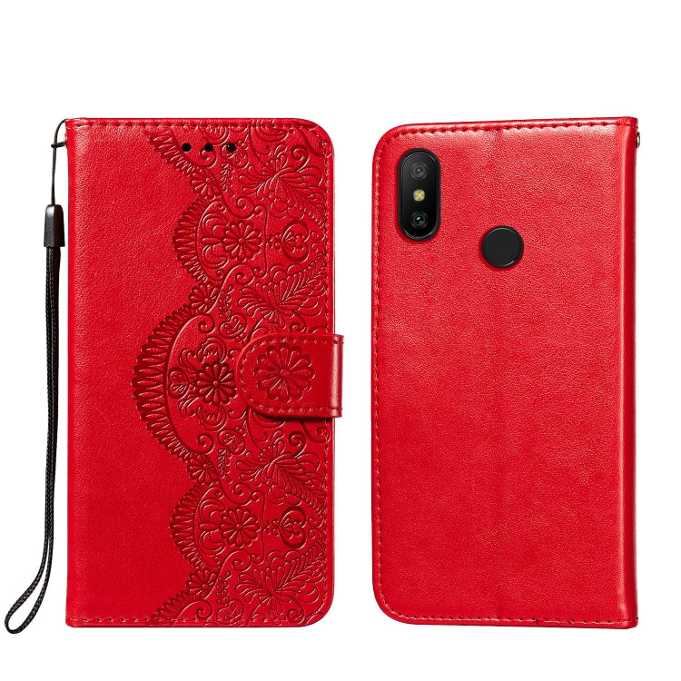 For Xiaomi Redmi Note 6 / Note 6 Pro Flower Vine Embossing Pattern Horizontal Flip Leather Case with Card Slot & Holder & Wallet & Lanyard