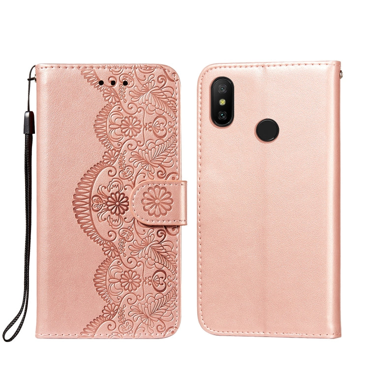 For Xiaomi Redmi Note 6 / Note 6 Pro Flower Vine Embossing Pattern Horizontal Flip Leather Case with Card Slot & Holder & Wallet & Lanyard