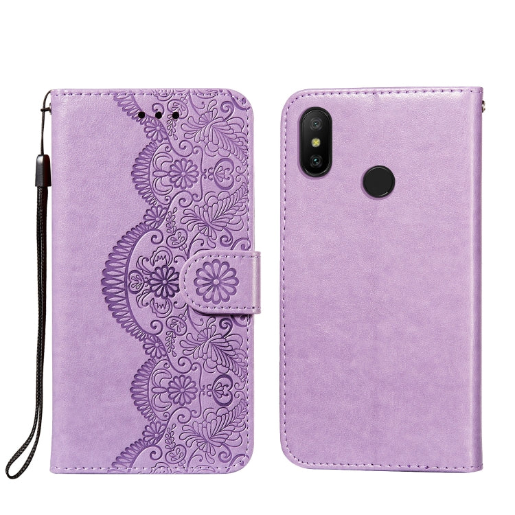 For Xiaomi Redmi Note 6 / Note 6 Pro Flower Vine Embossing Pattern Horizontal Flip Leather Case with Card Slot & Holder & Wallet & Lanyard