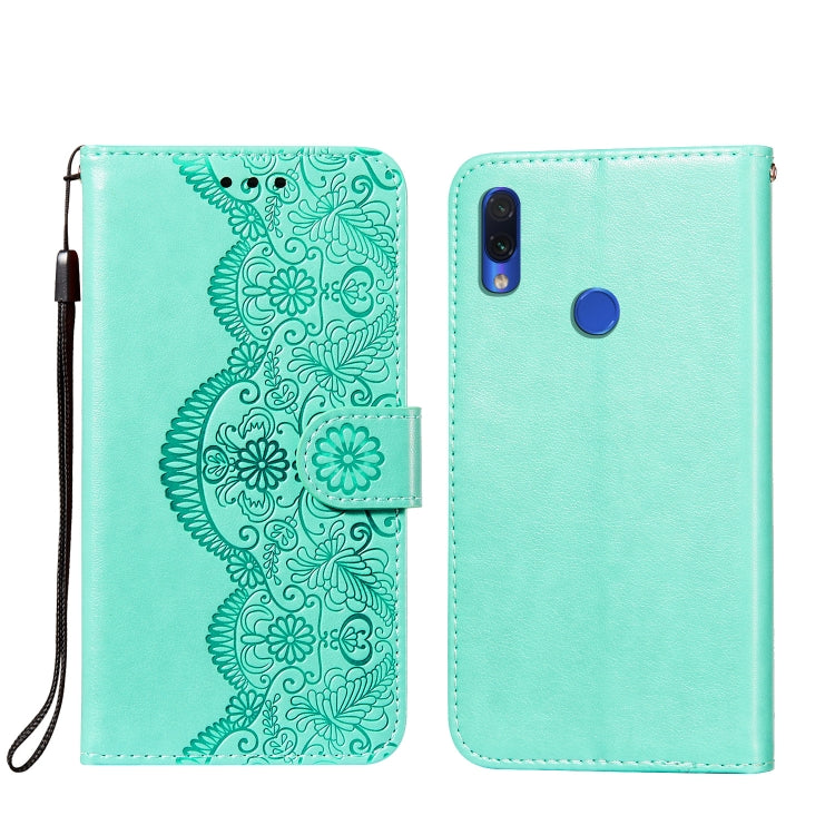 For Xiaomi Redmi Note 7 Flower Vine Embossing Pattern Horizontal Flip Leather Case with Card Slot & Holder & Wallet & Lanyard