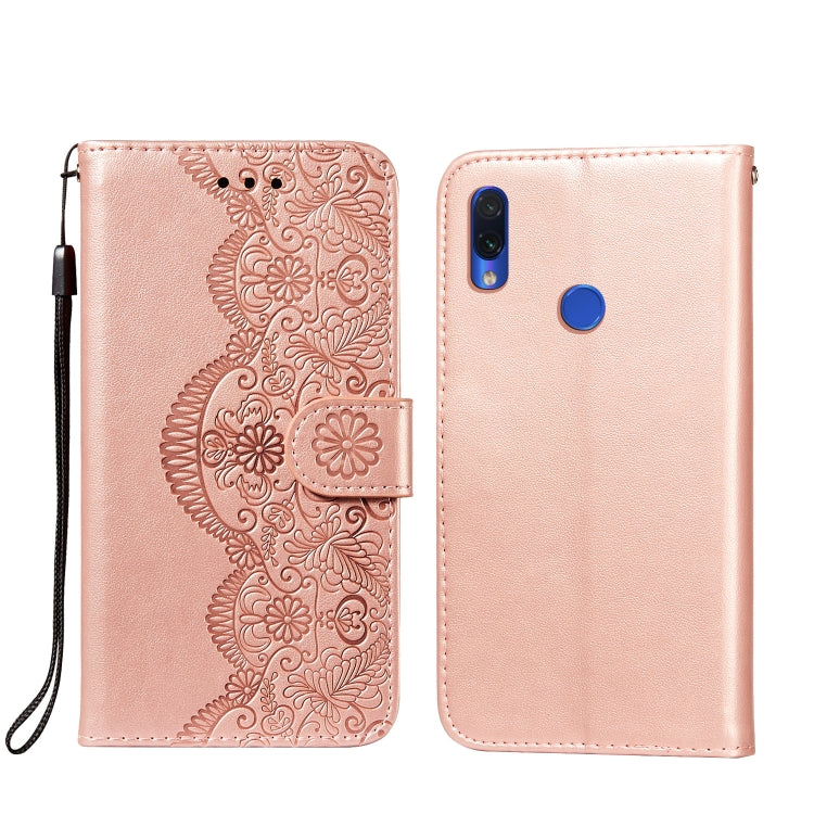 For Xiaomi Redmi Note 7 Flower Vine Embossing Pattern Horizontal Flip Leather Case with Card Slot & Holder & Wallet & Lanyard