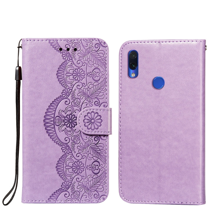 For Xiaomi Redmi Note 7 Flower Vine Embossing Pattern Horizontal Flip Leather Case with Card Slot & Holder & Wallet & Lanyard