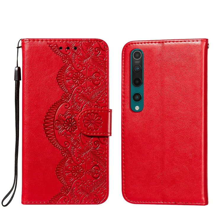 For Xiaomi Mi 10 Flower Vine Embossing Pattern Horizontal Flip Leather Case with Card Slot & Holder & Wallet & Lanyard