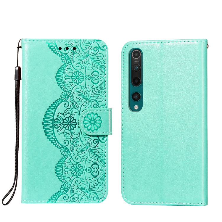 For Xiaomi Mi 10 Flower Vine Embossing Pattern Horizontal Flip Leather Case with Card Slot & Holder & Wallet & Lanyard