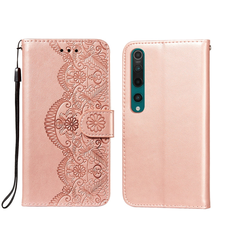 For Xiaomi Mi 10 Flower Vine Embossing Pattern Horizontal Flip Leather Case with Card Slot & Holder & Wallet & Lanyard