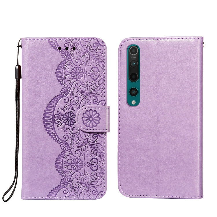 For Xiaomi Mi 10 Flower Vine Embossing Pattern Horizontal Flip Leather Case with Card Slot & Holder & Wallet & Lanyard