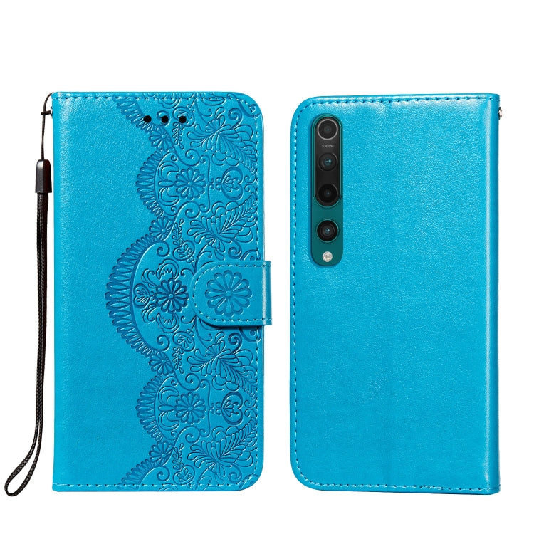 For Xiaomi Mi 10 Flower Vine Embossing Pattern Horizontal Flip Leather Case with Card Slot & Holder & Wallet & Lanyard