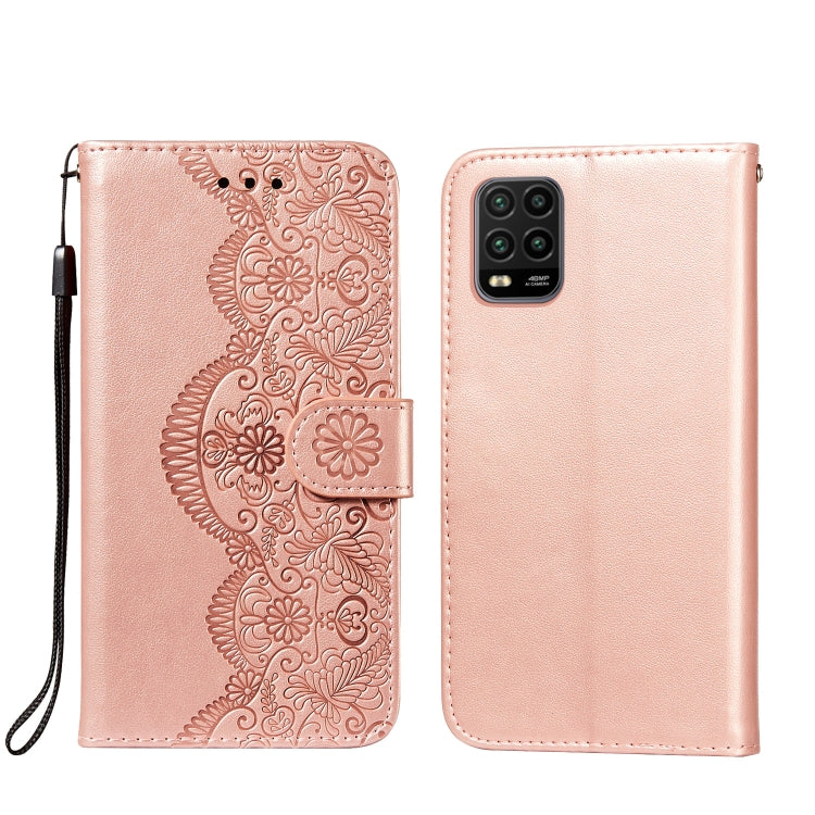 For Xiaomi Mi 10 Lite Flower Vine Embossing Pattern Horizontal Flip Leather Case with Card Slot & Holder & Wallet & Lanyard