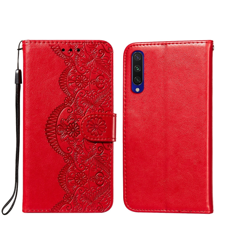 For Xiaomi Mi CC9e / Mi A3 Flower Vine Embossing Pattern Horizontal Flip Leather Case with Card Slot & Holder & Wallet & Lanyard