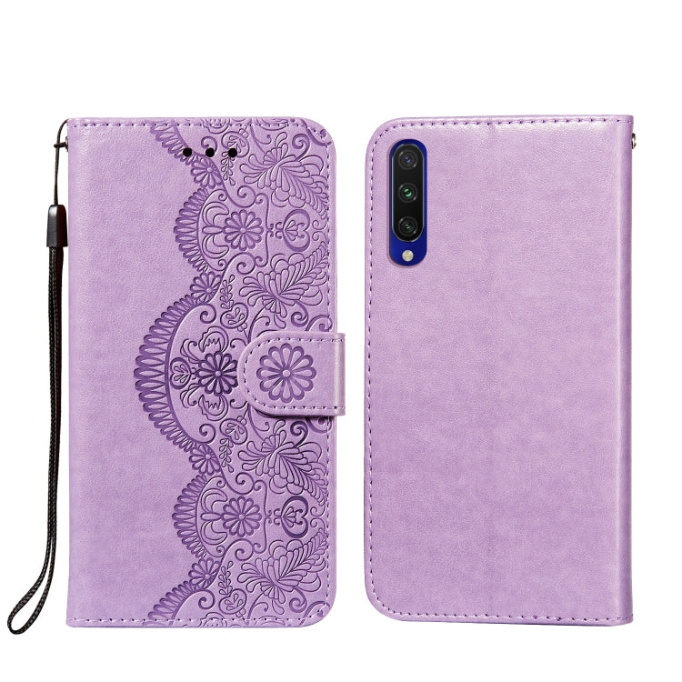 For Xiaomi Mi CC9e / Mi A3 Flower Vine Embossing Pattern Horizontal Flip Leather Case with Card Slot & Holder & Wallet & Lanyard