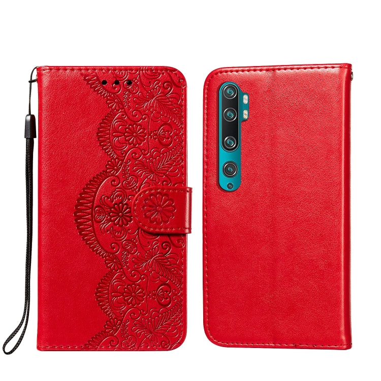 For Xiaomi Mi CC9 Pro / Mi Note 10 Flower Vine Embossing Pattern Horizontal Flip Leather Case with Card Slot & Holder & Wallet & Lanyard