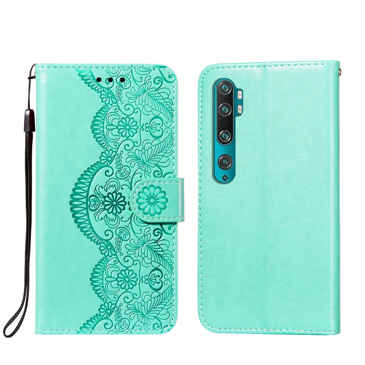 For Xiaomi Mi CC9 Pro / Mi Note 10 Flower Vine Embossing Pattern Horizontal Flip Leather Case with Card Slot & Holder & Wallet & Lanyard