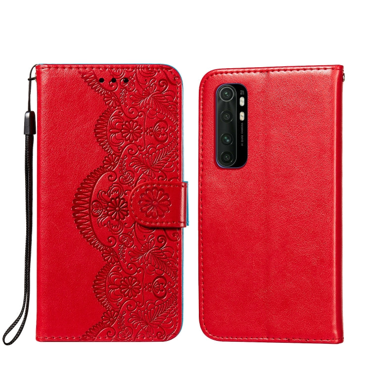 For Xiaomi Mi Note 10 Lite Flower Vine Embossing Pattern Horizontal Flip Leather Case with Card Slot & Holder & Wallet & Lanyard