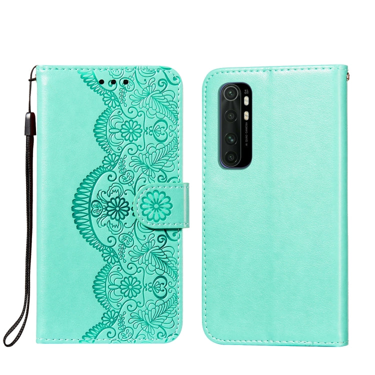 For Xiaomi Mi Note 10 Lite Flower Vine Embossing Pattern Horizontal Flip Leather Case with Card Slot & Holder & Wallet & Lanyard