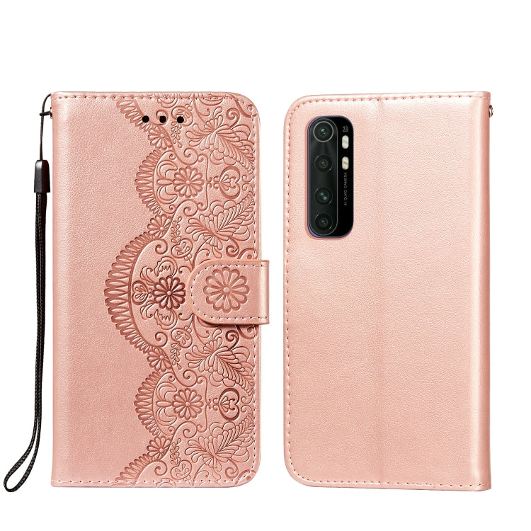 For Xiaomi Mi Note 10 Lite Flower Vine Embossing Pattern Horizontal Flip Leather Case with Card Slot & Holder & Wallet & Lanyard