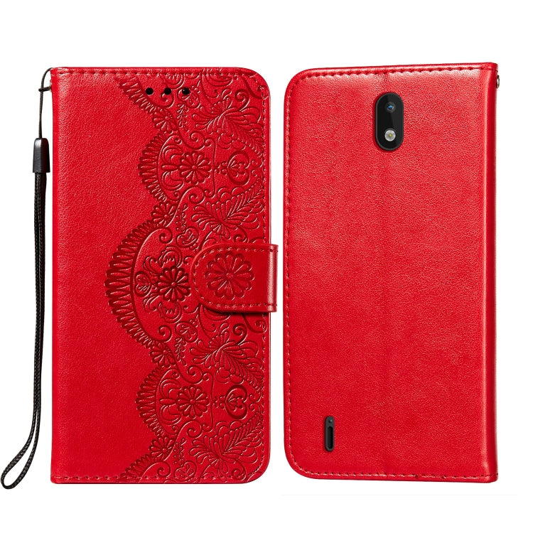 For Nokia 1.3 Flower Vine Embossing Pattern Horizontal Flip Leather Case with Card Slot & Holder & Wallet & Lanyard