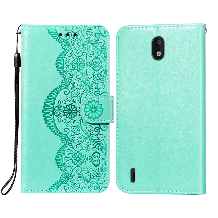 For Nokia 1.3 Flower Vine Embossing Pattern Horizontal Flip Leather Case with Card Slot & Holder & Wallet & Lanyard