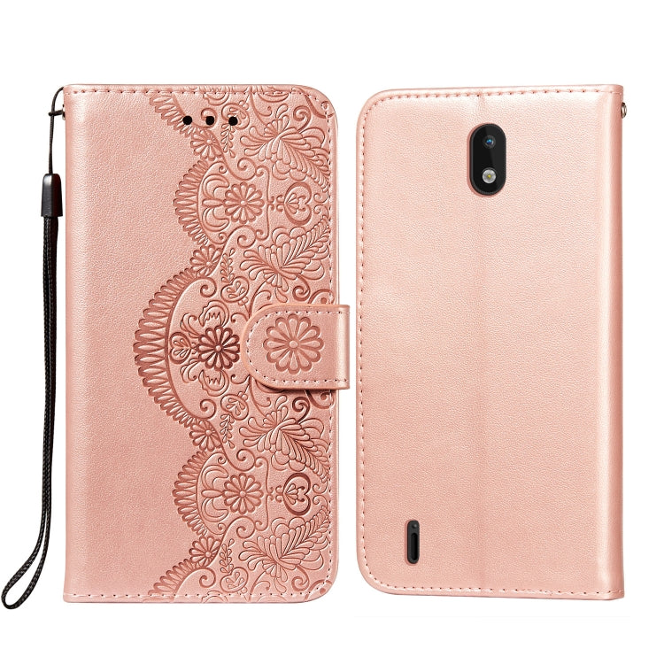 For Nokia 1.3 Flower Vine Embossing Pattern Horizontal Flip Leather Case with Card Slot & Holder & Wallet & Lanyard