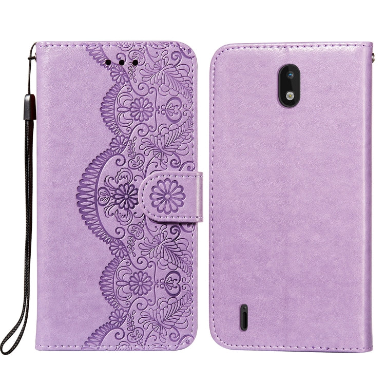 For Nokia 1.3 Flower Vine Embossing Pattern Horizontal Flip Leather Case with Card Slot & Holder & Wallet & Lanyard