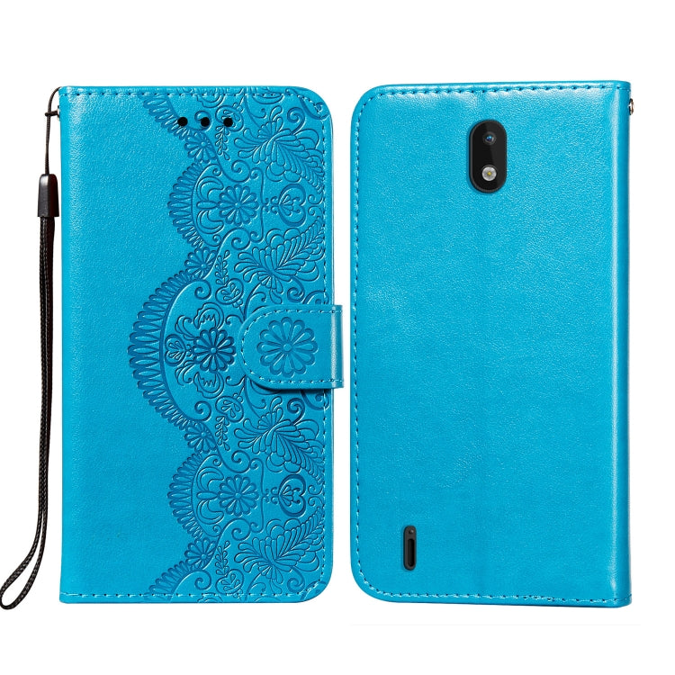 For Nokia 1.3 Flower Vine Embossing Pattern Horizontal Flip Leather Case with Card Slot & Holder & Wallet & Lanyard