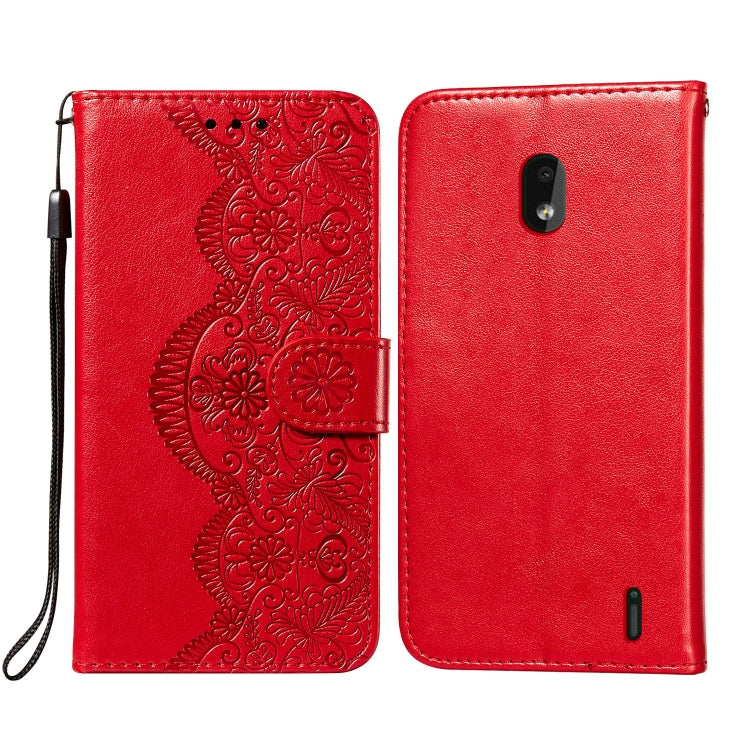 For Nokia 2.2 Flower Vine Embossing Pattern Horizontal Flip Leather Case with Card Slot & Holder & Wallet & Lanyard