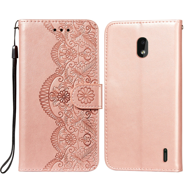 For Nokia 2.2 Flower Vine Embossing Pattern Horizontal Flip Leather Case with Card Slot & Holder & Wallet & Lanyard