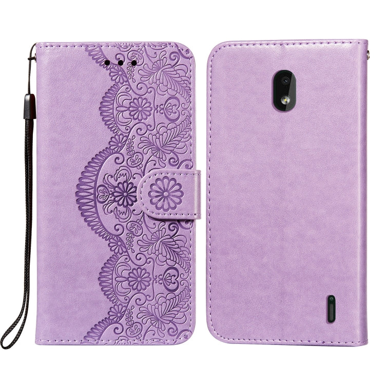 For Nokia 2.2 Flower Vine Embossing Pattern Horizontal Flip Leather Case with Card Slot & Holder & Wallet & Lanyard
