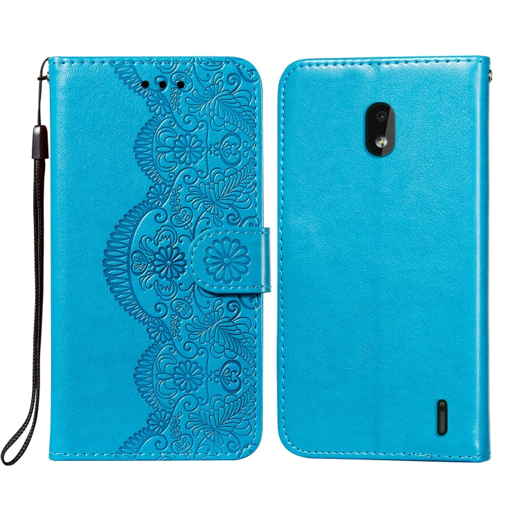 For Nokia 2.2 Flower Vine Embossing Pattern Horizontal Flip Leather Case with Card Slot & Holder & Wallet & Lanyard