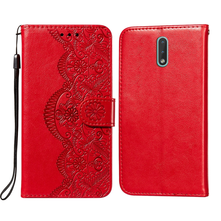For Nokia 2.3 Flower Vine Embossing Pattern Horizontal Flip Leather Case with Card Slot & Holder & Wallet & Lanyard