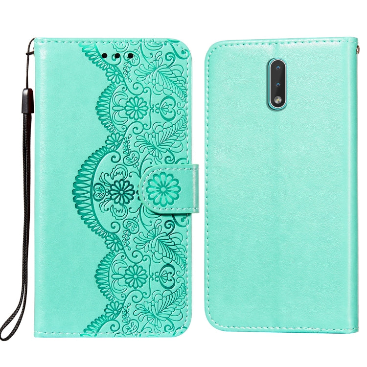 For Nokia 2.3 Flower Vine Embossing Pattern Horizontal Flip Leather Case with Card Slot & Holder & Wallet & Lanyard
