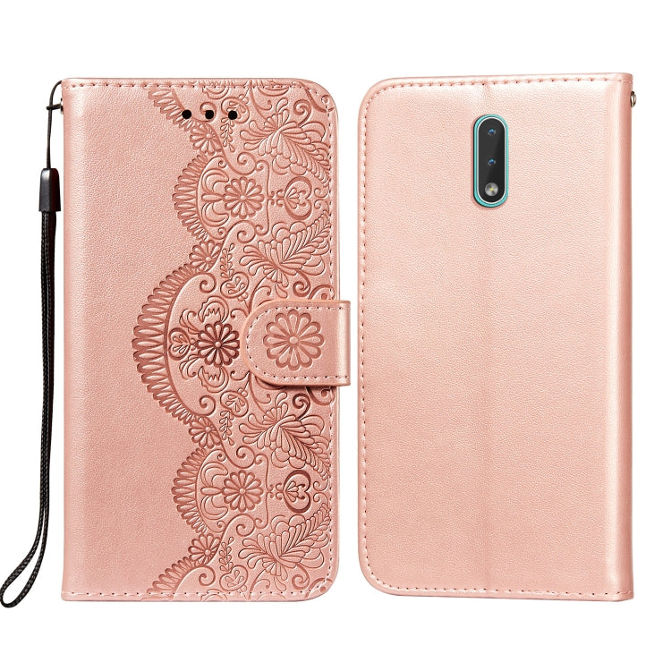 For Nokia 2.3 Flower Vine Embossing Pattern Horizontal Flip Leather Case with Card Slot & Holder & Wallet & Lanyard