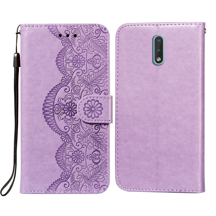 For Nokia 2.3 Flower Vine Embossing Pattern Horizontal Flip Leather Case with Card Slot & Holder & Wallet & Lanyard