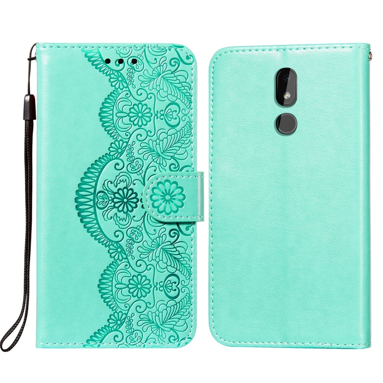 For Nokia 3.2 Flower Vine Embossing Pattern Horizontal Flip Leather Case with Card Slot & Holder & Wallet & Lanyard