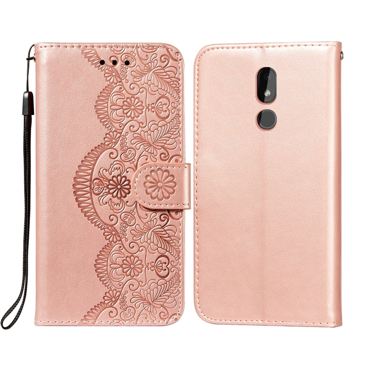 For Nokia 3.2 Flower Vine Embossing Pattern Horizontal Flip Leather Case with Card Slot & Holder & Wallet & Lanyard