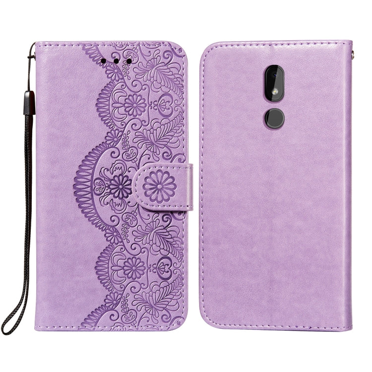 For Nokia 3.2 Flower Vine Embossing Pattern Horizontal Flip Leather Case with Card Slot & Holder & Wallet & Lanyard
