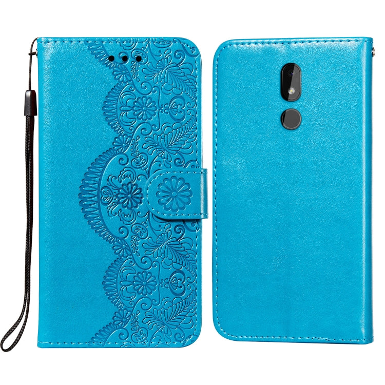 For Nokia 3.2 Flower Vine Embossing Pattern Horizontal Flip Leather Case with Card Slot & Holder & Wallet & Lanyard