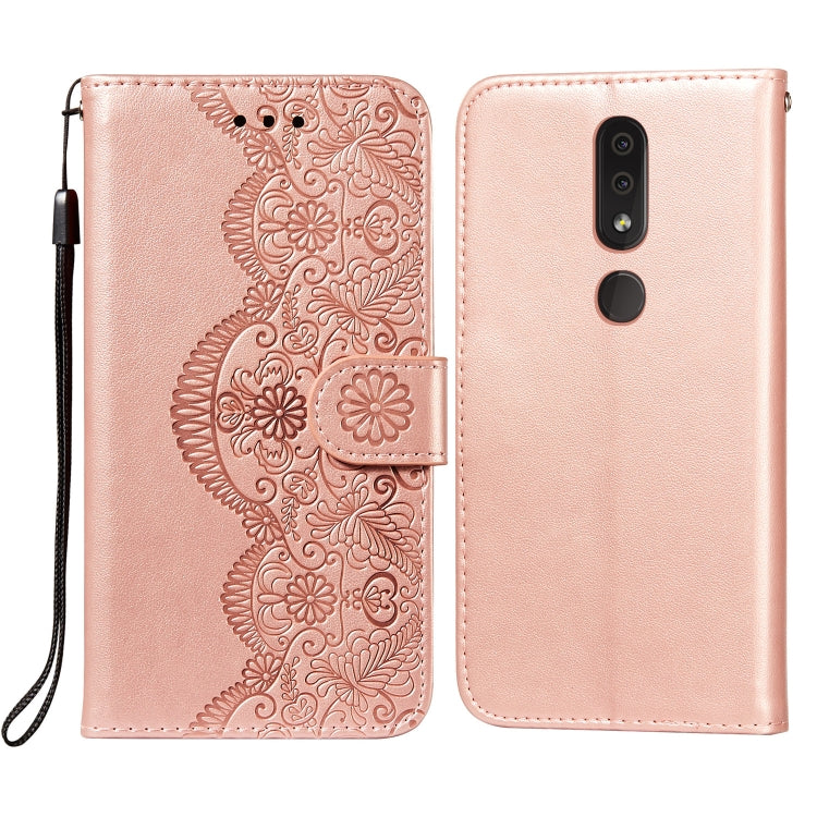 For Nokia 4.2 Flower Vine Embossing Pattern Horizontal Flip Leather Case with Card Slot & Holder & Wallet & Lanyard