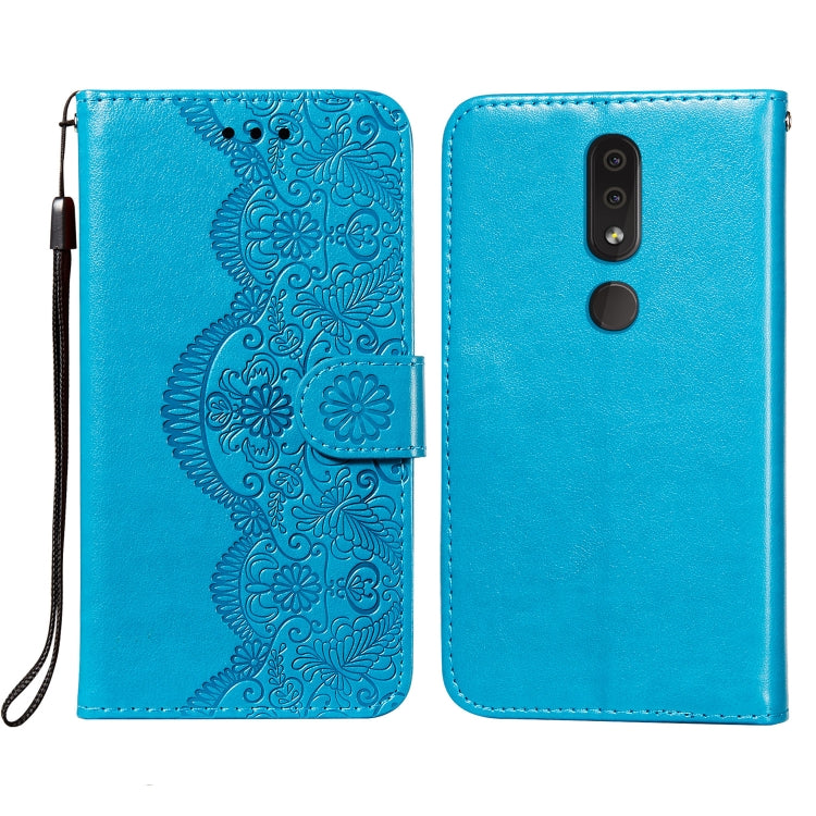 For Nokia 4.2 Flower Vine Embossing Pattern Horizontal Flip Leather Case with Card Slot & Holder & Wallet & Lanyard