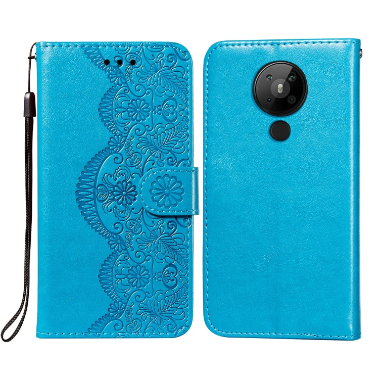 For Nokia 5.3 Flower Vine Embossing Pattern Horizontal Flip Leather Case with Card Slot & Holder & Wallet & Lanyard