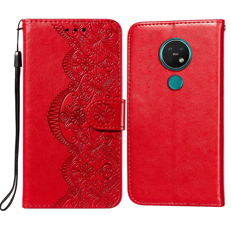 For Nokia 7.2 Flower Vine Embossing Pattern Horizontal Flip Leather Case with Card Slot & Holder & Wallet & Lanyard