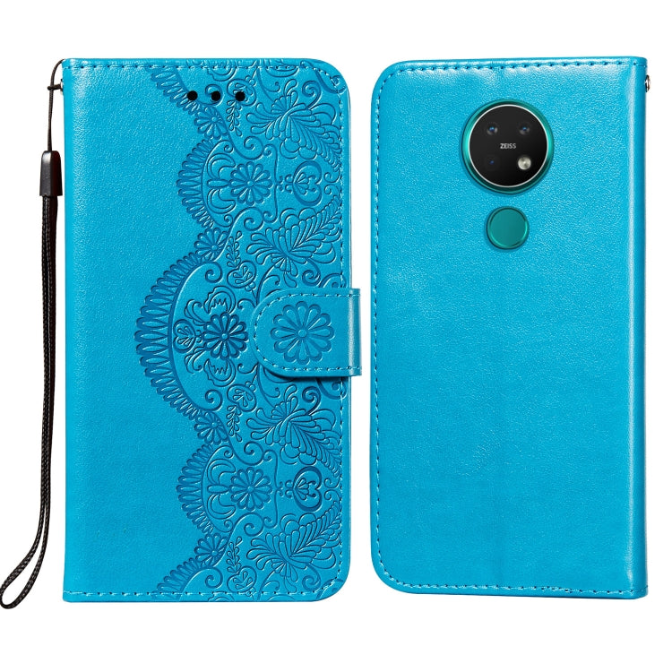 For Nokia 7.2 Flower Vine Embossing Pattern Horizontal Flip Leather Case with Card Slot & Holder & Wallet & Lanyard