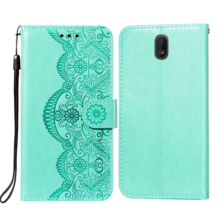For Nokia C1 Flower Vine Embossing Pattern Horizontal Flip Leather Case with Card Slot & Holder & Wallet & Lanyard
