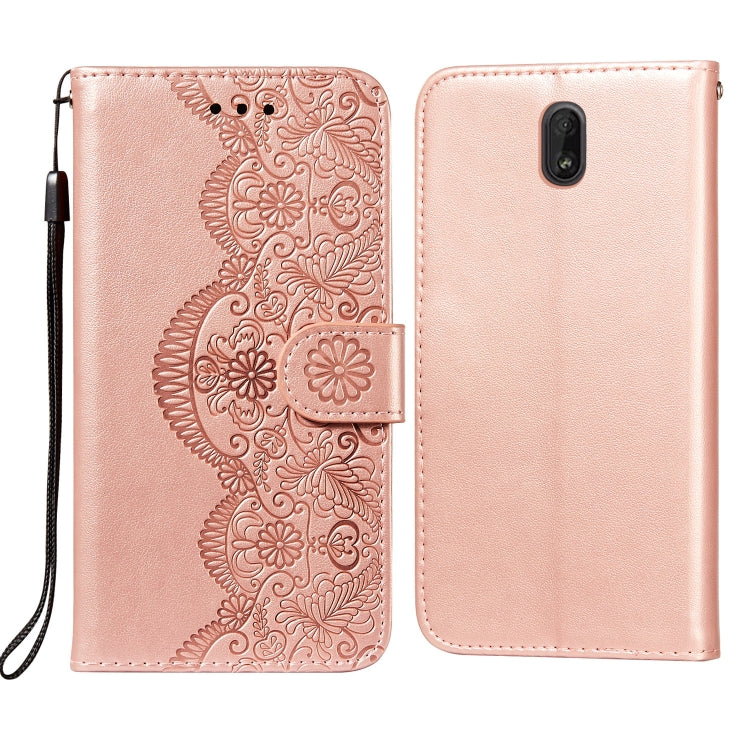 For Nokia C1 Flower Vine Embossing Pattern Horizontal Flip Leather Case with Card Slot & Holder & Wallet & Lanyard