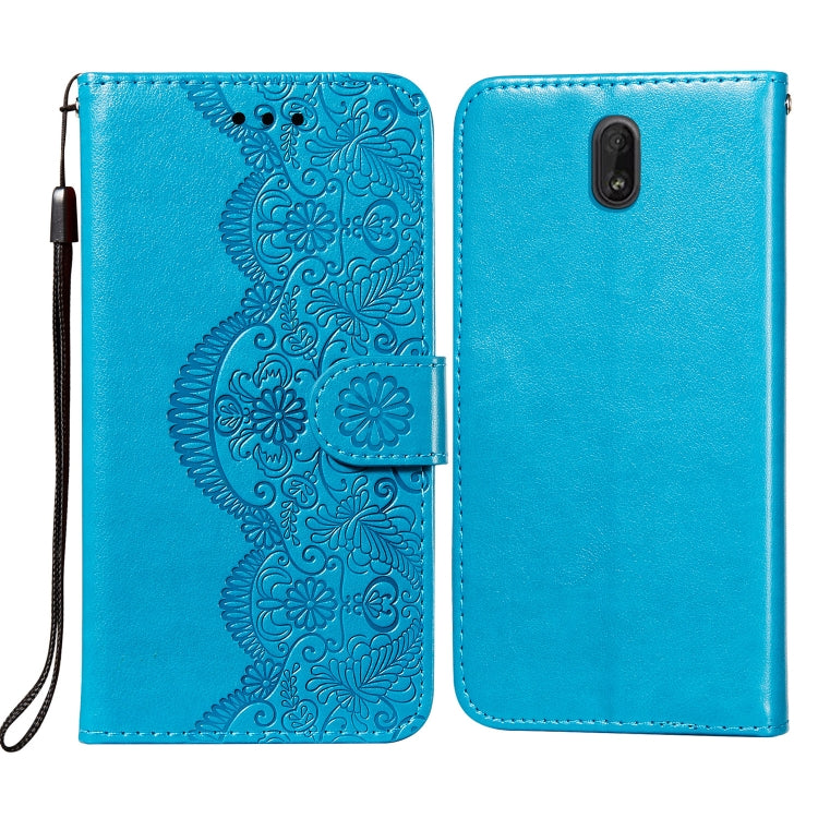 For Nokia C1 Flower Vine Embossing Pattern Horizontal Flip Leather Case with Card Slot & Holder & Wallet & Lanyard