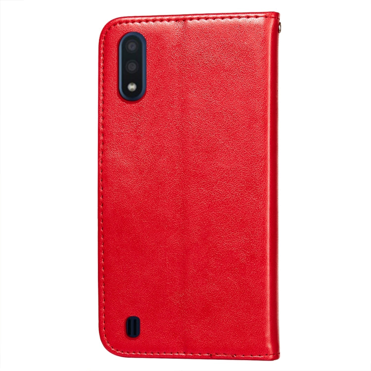 For Samsung Galaxy A01 Flower Vine Embossing Pattern Horizontal Flip Leather Case with Card Slot & Holder & Wallet & Lanyard