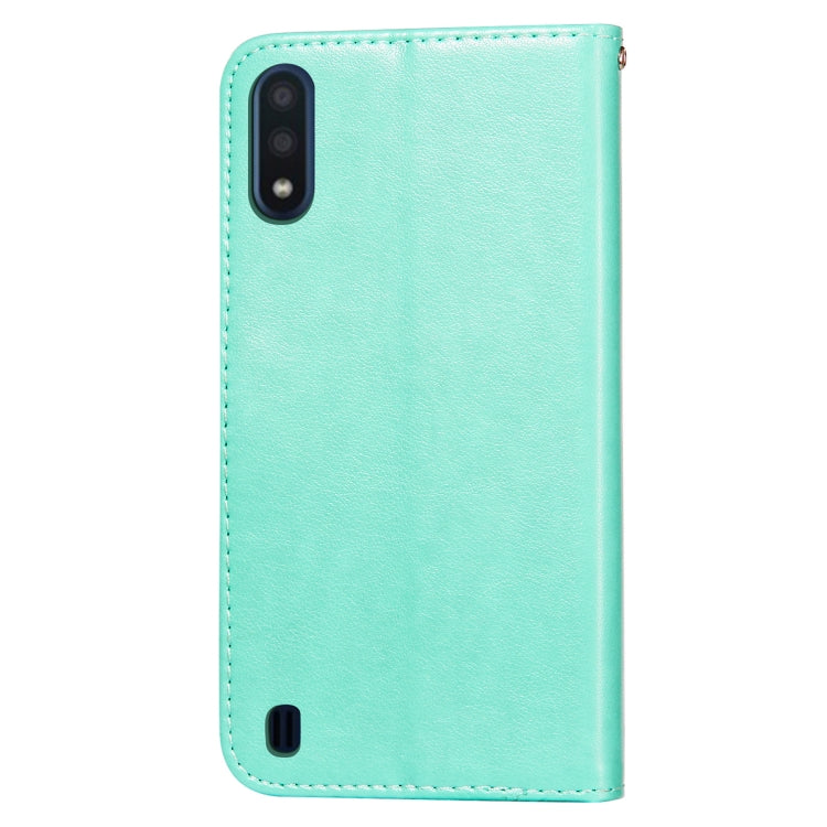 For Samsung Galaxy A01 Flower Vine Embossing Pattern Horizontal Flip Leather Case with Card Slot & Holder & Wallet & Lanyard