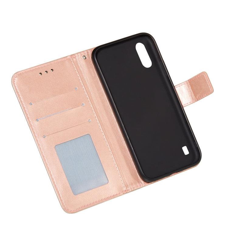 For Samsung Galaxy A01 Flower Vine Embossing Pattern Horizontal Flip Leather Case with Card Slot & Holder & Wallet & Lanyard