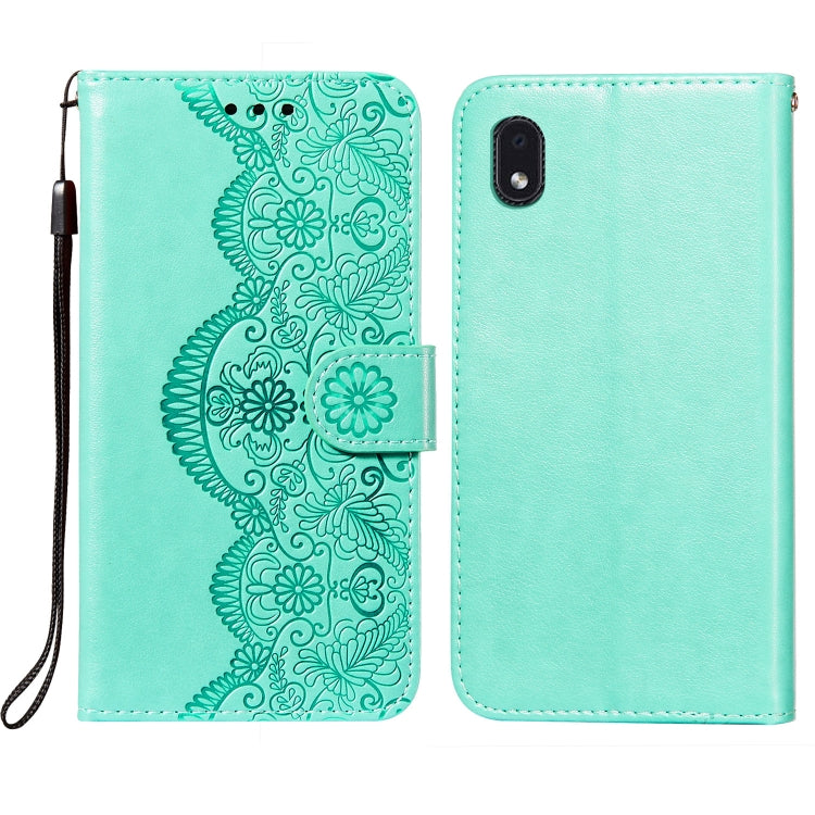 For Samsung  Galaxy A01 Core Flower Vine Embossing Pattern Horizontal Flip Leather Case with Card Slot & Holder & Wallet & Lanyard