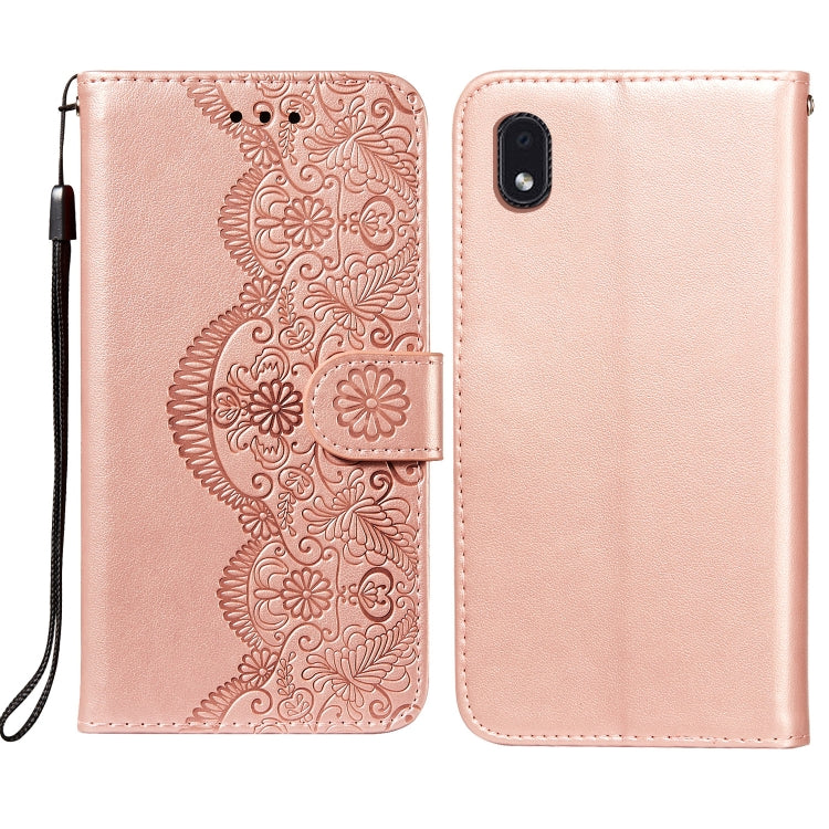 For Samsung  Galaxy A01 Core Flower Vine Embossing Pattern Horizontal Flip Leather Case with Card Slot & Holder & Wallet & Lanyard